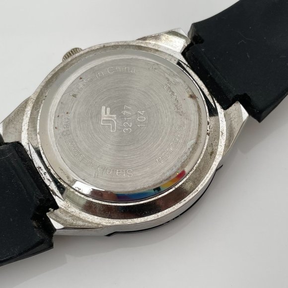 JF J Ferrar Men Watch Black Rubber Band Analog Wrist Watch - Picture 7 of 11